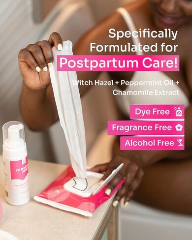 Witch Hazel Foam + Liner Combo for Perineal Recovery | Relieves Pain, Soothes Hemorrhoid Discomfort | Postpartum Essentials | 24 Liners + 5Fl OZ Foam in Saudi Arabia