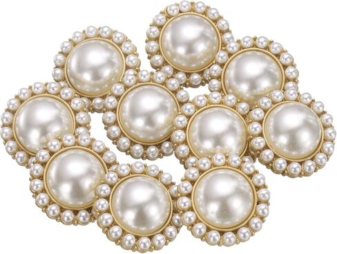 HARFINGTON 10pcs 40L Pearl Gold Metal Sewing Buttons 25mm 1" Round Women Coat Buttons with Plastic Shank Replacement DIY Button for Sewing Clothing Sweater Decoration Craft, #10 in Kuwait