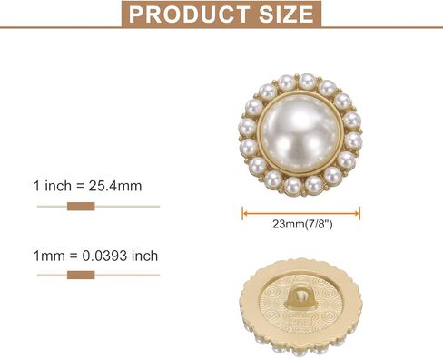 HARFINGTON 10pcs 40L Pearl Gold Metal Sewing Buttons 25mm 1" Round Women Coat Buttons with Plastic Shank Replacement DIY Button for Sewing Clothing Sweater Decoration Craft, #10 in Kuwait