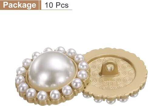 HARFINGTON 10pcs 40L Pearl Gold Metal Sewing Buttons 25mm 1" Round Women Coat Buttons with Plastic Shank Replacement DIY Button for Sewing Clothing Sweater Decoration Craft, #10 in Kuwait