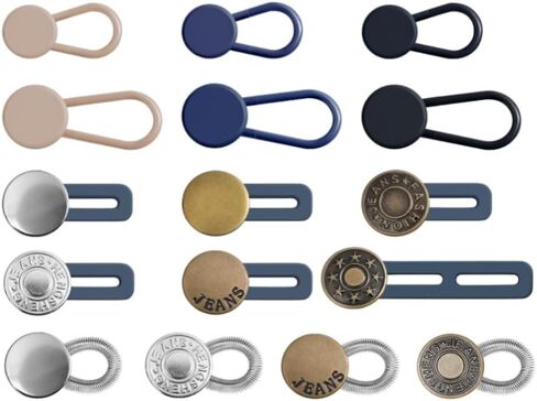 Pack of 12 Button Extenders for Jeans, Instant Pants Button Extender, No-Sew Adjustable Waist Extenders for Men and Women, Plastic in Saudi Arabia