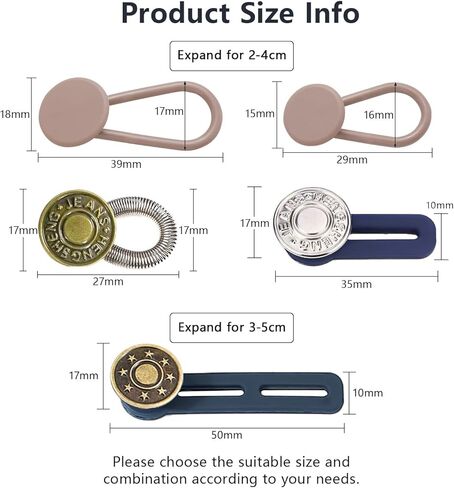 Pack of 12 Button Extenders for Jeans, Instant Pants Button Extender, No-Sew Adjustable Waist Extenders for Men and Women, Plastic in Saudi Arabia
