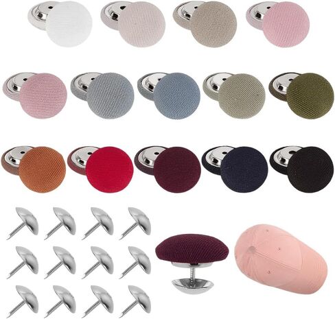 AHANDMAKER 28 Sets Baseball Cap Button Top Replacement Hat Buttons, 14 Colors 0.68Inch/17.3mm Cloth Covered Hat Buttons, Hat Snap Button for Replacement Repair Jeans Blouse Handbags Sewing Supplies in Saudi Arabia