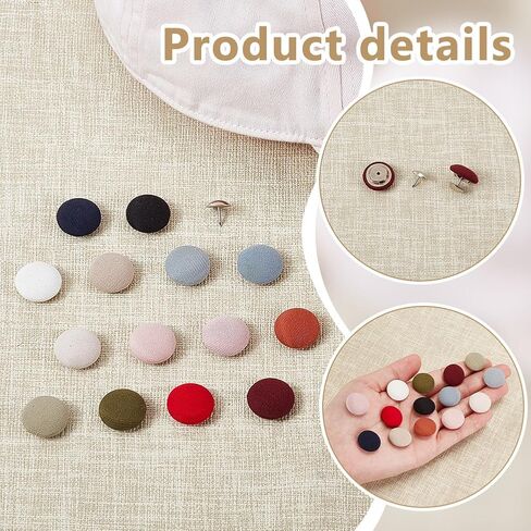 AHANDMAKER 28 Sets Baseball Cap Button Top Replacement Hat Buttons, 14 Colors 0.68Inch/17.3mm Cloth Covered Hat Buttons, Hat Snap Button for Replacement Repair Jeans Blouse Handbags Sewing Supplies in Saudi Arabia