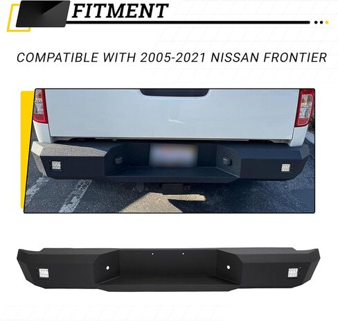 KUAFU Rear Bumper Assembly Compatible with 2005-2021 Nissan Frontier Truck Rear Step Pad Bumper Assembly With 2 Led Lights Steel Black in Saudi Arabia
