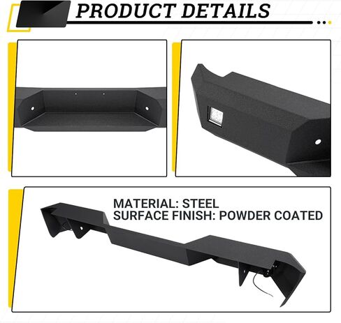 KUAFU Rear Bumper Assembly Compatible with 2005-2021 Nissan Frontier Truck Rear Step Pad Bumper Assembly With 2 Led Lights Steel Black in Saudi Arabia