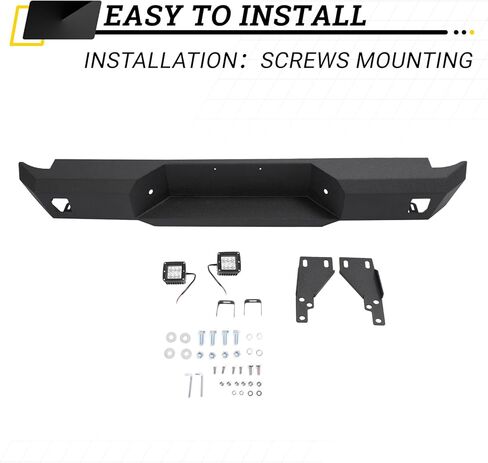 KUAFU Rear Bumper Assembly Compatible with 2005-2021 Nissan Frontier Truck Rear Step Pad Bumper Assembly With 2 Led Lights Steel Black in Saudi Arabia