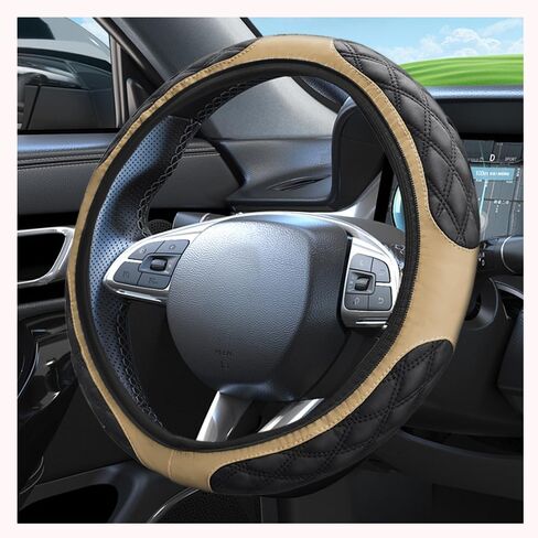 أغطية عجلة قيادة السيارة مقاس 15 بوصة بألوان مزدوجة، غطاء عجلة قيادة جلدي غير قابل للانزلاق لحماية عجلات القيادة، غطاء لعجلات السيارة لتزيين السيارات العالمية (أبيض) in Kuwait