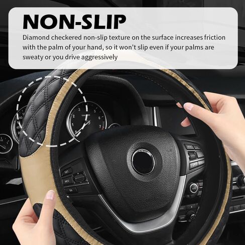 أغطية عجلة قيادة السيارة مقاس 15 بوصة بألوان مزدوجة، غطاء عجلة قيادة جلدي غير قابل للانزلاق لحماية عجلات القيادة، غطاء لعجلات السيارة لتزيين السيارات العالمية (أبيض) in Kuwait