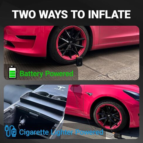 Wzxlj. منفاخ إطارات Y، ضاغط هواء محمول 12 فولت - نفخ سريع، مضخة هواء لاسلكية 150 رطل لكل بوصة مربعة مع ضوء LED، منفاخ إطارات كهربائي لبنك الطاقة للدراجات والدراجات النارية والكرة والمواد القابلة للنفخ in Kuwait