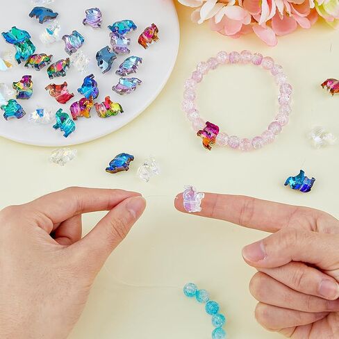 SUPERFINDINGS 35Pcs 7 Colors Transparent Elephant Glass Beads Mixed Color Back Plated Charms Bulk Animal Spacer Beads Earrings Necklaces Bracelets Charms for Jewelry Making 13x15x8.5mm Hole 1.2mm in Saudi Arabia