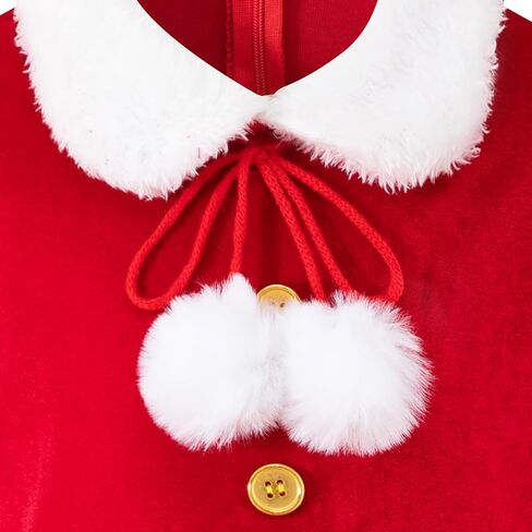 Okbebe Girls Santa Dress Up Christmas Kids Mrs Claus Dress Xmas Party Outfit with Hat Belt Socks in Saudi Arabia