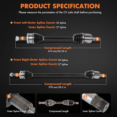 Front Left/Right CV Axle Drive Shaft Assembly Replacement 2018 for Hyundai Tucson 2.4L 2017-2021 for Kia Sportage 2.4L 49501D3130 49501D9130 NCV75096 in Saudi Arabia