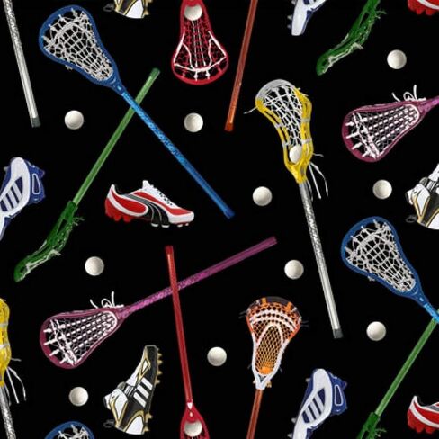 Lacrosse Sports Cotton Fabric by Elizabeth's Studio in Saudi Arabia