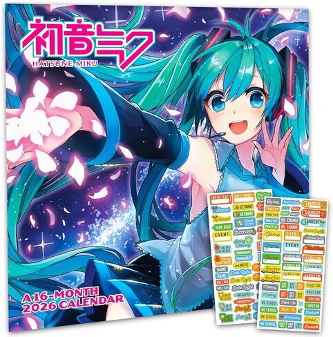 Hatsune Miku Calendar 2026 - Deluxe 2026 Anime Hatsune Miku Wall Calendar Bundle with Over 100 Reminder Stickers (Vocaloid Gifts, Office Supplies) in Saudi Arabia