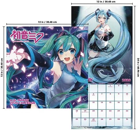 Hatsune Miku Calendar 2026 - Deluxe 2026 Anime Hatsune Miku Wall Calendar Bundle with Over 100 Reminder Stickers (Vocaloid Gifts, Office Supplies) in Saudi Arabia