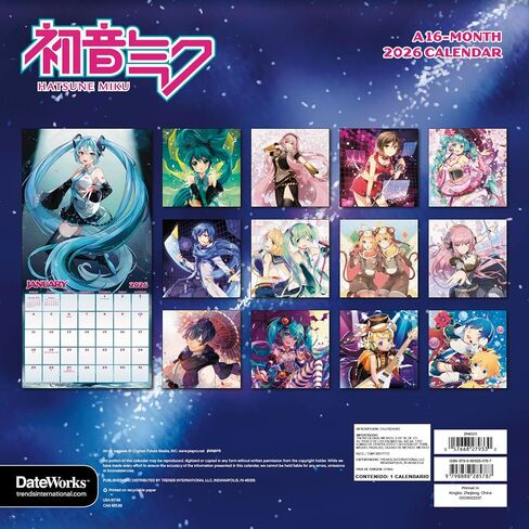 Hatsune Miku Calendar 2026 - Deluxe 2026 Anime Hatsune Miku Wall Calendar Bundle with Over 100 Reminder Stickers (Vocaloid Gifts, Office Supplies) in Saudi Arabia