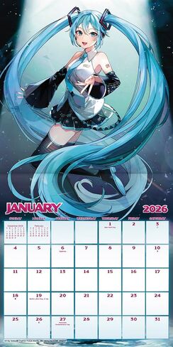 Hatsune Miku Calendar 2026 - Deluxe 2026 Anime Hatsune Miku Wall Calendar Bundle with Over 100 Reminder Stickers (Vocaloid Gifts, Office Supplies) in Saudi Arabia