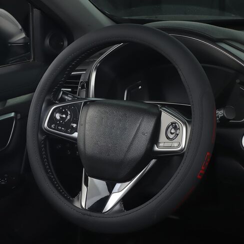 Leather Steering Wheel Cover Anti-Slip, Safe, Non-Slip, Breathable. Upgrade car Interior (Horse_RED) in Saudi Arabia