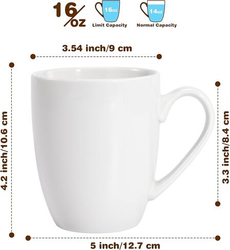 مجموعة أكواب قهوة كبيرة سعة 16 أونصة من Urbanstrive مكونة من 4 أكواب قهوة سيراميك أكواب قهوة سوداء وأكواب شاي فكرة هدية للنساء والرجال هدايا تدفئة المنزل والمكتب المنزلي الجديد، أسود 4 عبوات in Kuwait