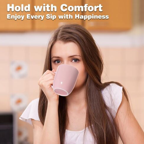 مجموعة أكواب قهوة كبيرة سعة 16 أونصة من Urbanstrive مكونة من 4 أكواب قهوة سيراميك أكواب قهوة سوداء وأكواب شاي فكرة هدية للنساء والرجال هدايا تدفئة المنزل والمكتب المنزلي الجديد، أسود 4 عبوات in Kuwait