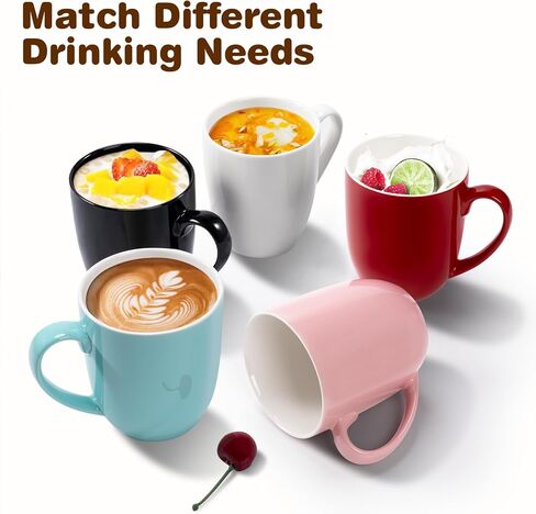 مجموعة أكواب قهوة كبيرة سعة 16 أونصة من Urbanstrive مكونة من 4 أكواب قهوة سيراميك أكواب قهوة سوداء وأكواب شاي فكرة هدية للنساء والرجال هدايا تدفئة المنزل والمكتب المنزلي الجديد، أسود 4 عبوات in Kuwait