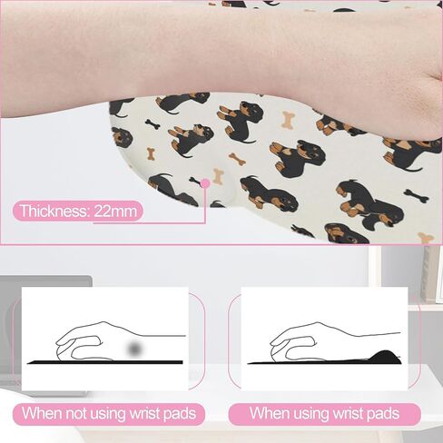 Cute Dachshund Dog Mouse Pad with Wrist Rest Set, 3-in-1 Wrist Support Mousepad Set, Gaming Mat Pad with Anti-Skid Base,Ergonomic Memory Foam Mouse Pad Set for Women, Office, Typing, Gaming in Saudi Arabia