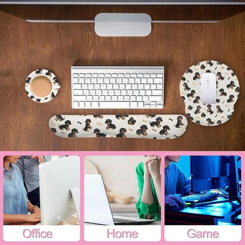 Cute Dachshund Dog Mouse Pad with Wrist Rest Set, 3-in-1 Wrist Support Mousepad Set, Gaming Mat Pad with Anti-Skid Base,Ergonomic Memory Foam Mouse Pad Set for Women, Office, Typing, Gaming in Saudi Arabia