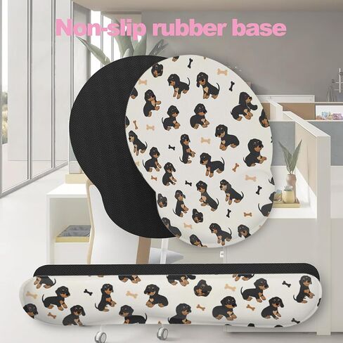 Cute Dachshund Dog Mouse Pad with Wrist Rest Set, 3-in-1 Wrist Support Mousepad Set, Gaming Mat Pad with Anti-Skid Base,Ergonomic Memory Foam Mouse Pad Set for Women, Office, Typing, Gaming in Saudi Arabia