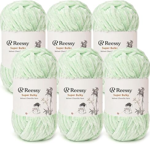 Velvet Chenille Yarn Pack – 6 Skeins × 100g Super Bulky (CYC #6) – Soft Velvet Chunky for Crocheting & Knitting, Fluffy Chenille Yarn for Blankets, Scarves & Crafts (Aqua Blue) in Saudi Arabia