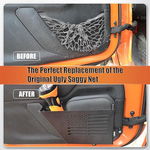 Metal Rear Door Pockets, Door Side Insert Organizer for 2007-2018 Jeep Wrangler JK 4 Door Used for Jeep Saggy Net Replacement in Kuwait
