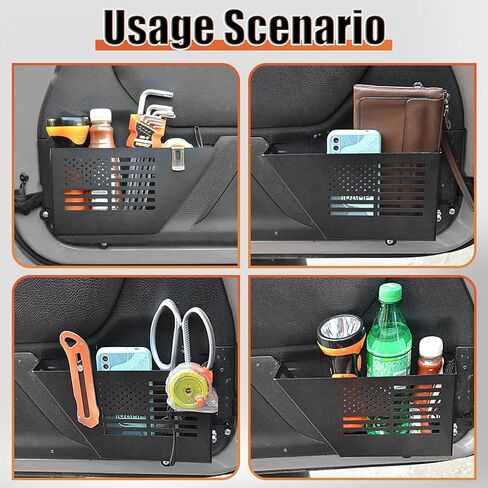 Metal Rear Door Pockets, Door Side Insert Organizer for 2007-2018 Jeep Wrangler JK 4 Door Used for Jeep Saggy Net Replacement in Kuwait