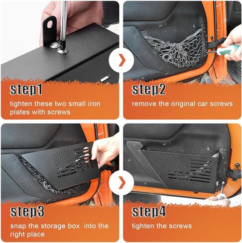 Metal Rear Door Pockets, Door Side Insert Organizer for 2007-2018 Jeep Wrangler JK 4 Door Used for Jeep Saggy Net Replacement in Kuwait