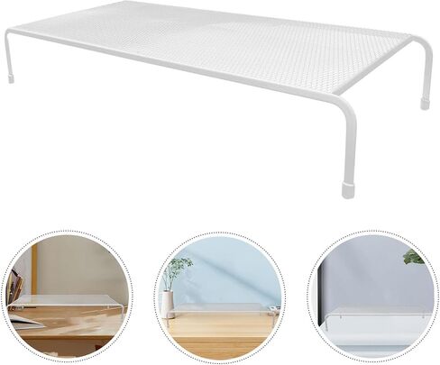 Metal Mesh Monitor Riser Stand Height Computer Laptop Display Bracket for Ergonomic Eye-level Viewing Office Desk Organizer with Keyboard Storage Space in Saudi Arabia