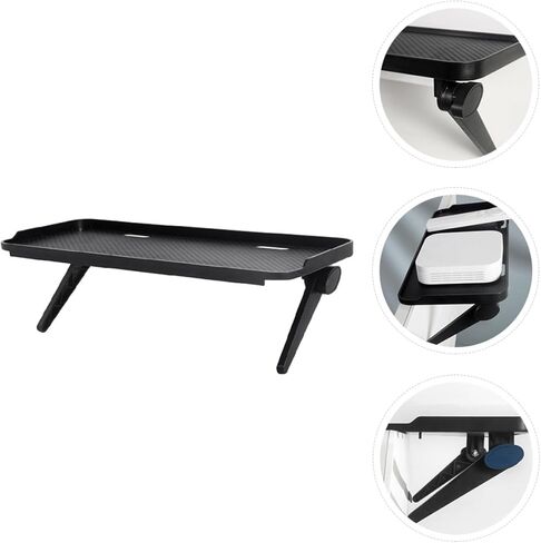 Desk Monitor Stand with Perforated Design for Tv Screen Top Storage Shelf Black Desktop Riser for Media Devices with Raised Safety Edges Easy Installation for Office and Home Use in Saudi Arabia