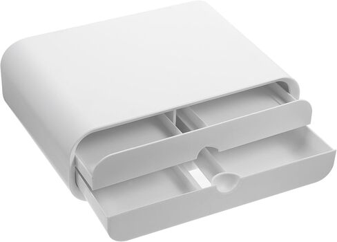 Computer Stand Riser with Storage Monitor Riser for Laptop Non-slip Desk Organizer for Office Supplies Ergonomic Height for Healthy Sitting White Desktop Shelf with Smooth Drawer in Saudi Arabia