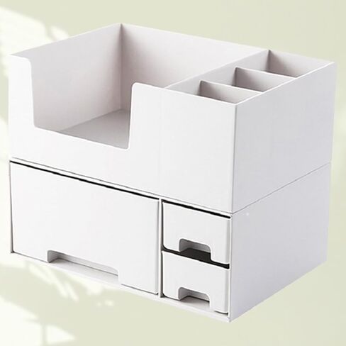 NOLITOY Computer Monitor Elevated Shelf with Drawer Desk Riser Desktop Storage Organizer for Office and Students Multi-compartment Plastic Storage Case for Stationery Cosmetics and in Saudi Arabia