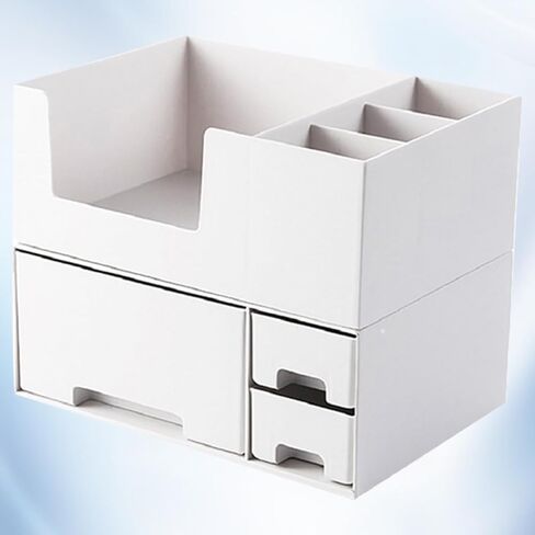 NOLITOY Computer Monitor Elevated Shelf with Drawer Desk Riser Desktop Storage Organizer for Office and Students Multi-compartment Plastic Storage Case for Stationery Cosmetics and in Saudi Arabia