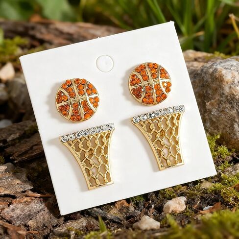 dvacaman 2 Pairs of Alloy Dangle tennis Earrings for Women - Hypoallergenic Sports Stud Earrings in Kuwait
