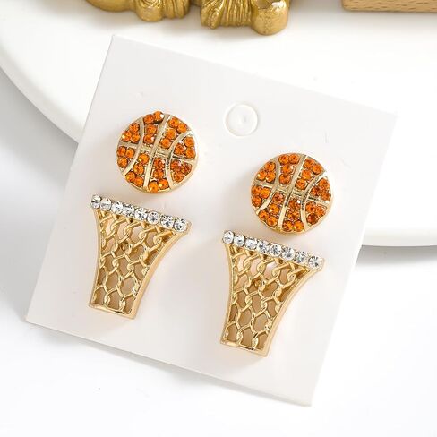 dvacaman 2 Pairs of Alloy Dangle tennis Earrings for Women - Hypoallergenic Sports Stud Earrings in Kuwait