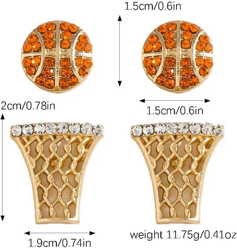 dvacaman 2 Pairs of Alloy Dangle tennis Earrings for Women - Hypoallergenic Sports Stud Earrings in Kuwait
