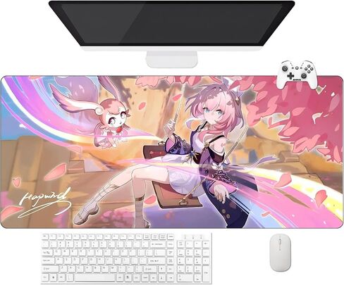 Game Honkai Star Rail Elysia Cyrene Mouse Pad | Waterproof XXL Mouse Pad (90 cm x 40 cm x 3 mm) | Non-Slip Rubber Base | Keyboard and Mouse Protection for PC and Laptop (2) in Saudi Arabia