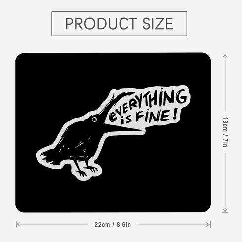 Funny Crow Mouse Pad, Everything is Fine Funny Sarcastic Raven Mousepad for Desk Home Office Dorm Computers Laptop Gaming Accessories, 8.7x7.1 Inch in Saudi Arabia