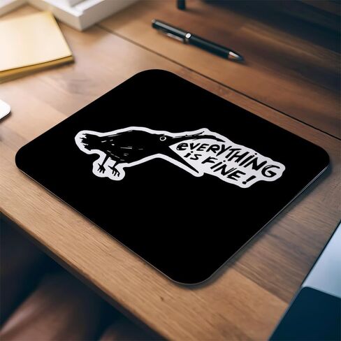 Funny Crow Mouse Pad, Everything is Fine Funny Sarcastic Raven Mousepad for Desk Home Office Dorm Computers Laptop Gaming Accessories, 8.7x7.1 Inch in Saudi Arabia