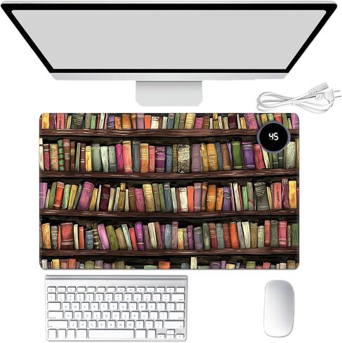 Heated Mouse Pad Hand Warmer, Warm Desk Pad Mousepad Desk Mat with 3 Levels Heating and Auto Shut Down 31.5 x 13 inch PU Leather Warmer Keyboard Mat for Gaming Laptop Office Home, Purple Flower in Kuwait