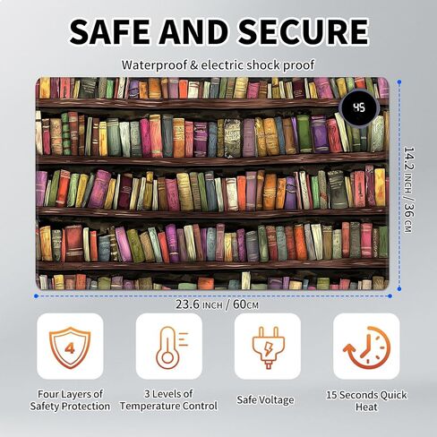 Heated Mouse Pad Hand Warmer, Warm Desk Pad Mousepad Desk Mat with 3 Levels Heating and Auto Shut Down 31.5 x 13 inch PU Leather Warmer Keyboard Mat for Gaming Laptop Office Home, Purple Flower in Kuwait