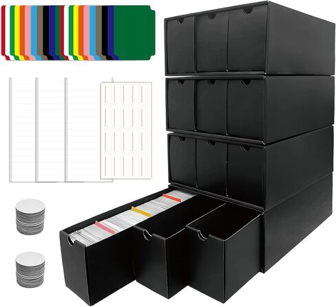 Trading Card Storage Box Includes 12-600 Card Storage Boxes Black Bulk Card Storage Baseball Card Sorage Box with 50 Colorful Divider Card Boxes for Sports Cards for TCG YGO MTG PTCG Baseball Cards in Saudi Arabia