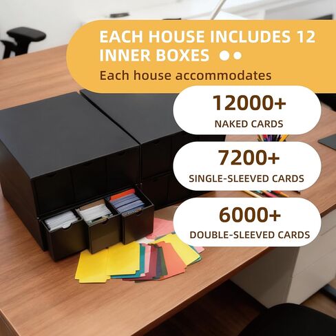 Trading Card Storage Box Includes 12-600 Card Storage Boxes Black Bulk Card Storage Baseball Card Sorage Box with 50 Colorful Divider Card Boxes for Sports Cards for TCG YGO MTG PTCG Baseball Cards in Saudi Arabia