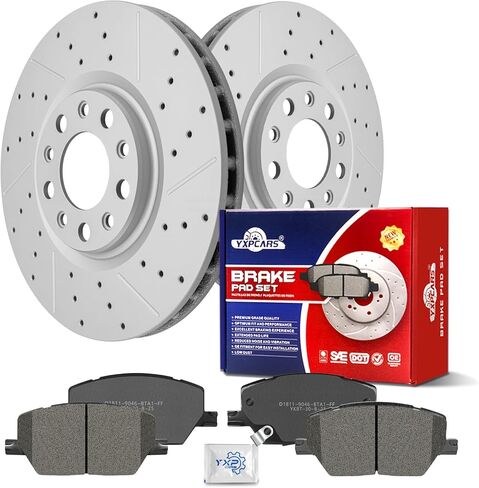 Ceramic Front Brakes Pad and Rotors Drilled Slotted Vented Replacement Disc Brake Kits for Fiat 500X 2016 2017 2018 2019 2020 2021, for Jeep Renegade 2015-2022/ Compass 2018 2019 2022 in Saudi Arabia