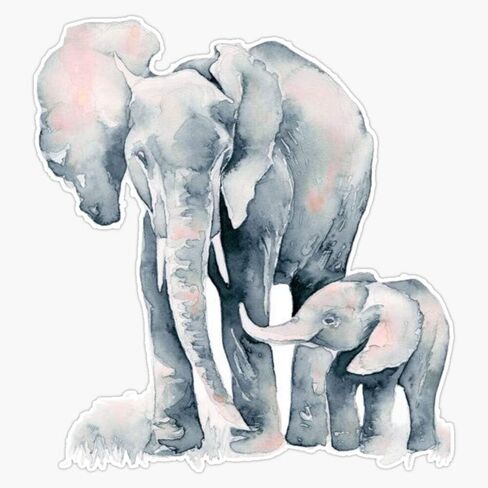 MAGNET Elephant Watercolor Vinyl Waterproof Magnetic Sticker Vinyl Waterproof Magnet Decal Car 5" in Saudi Arabia